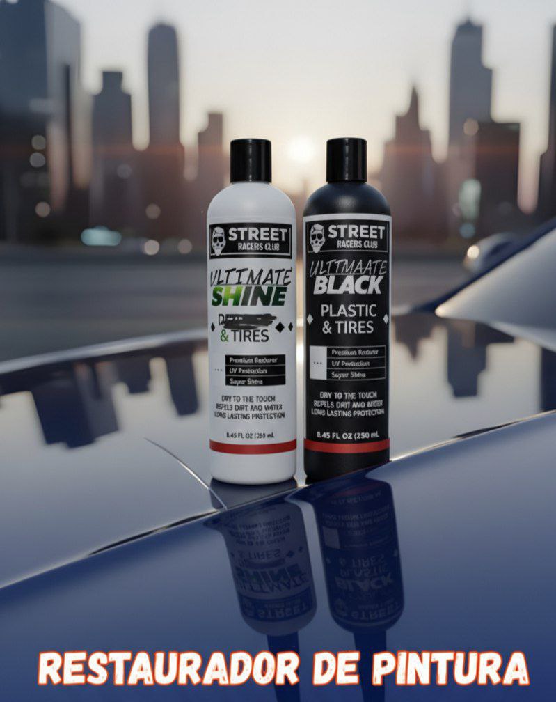 2x 1 Street Racers Club - Restaurador Repelente al agua ( parachoques, llantas, pintura quemada de carro) por $25.99